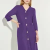 A-Line Button Detail Textured Knit Dress
