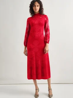 A-Line Jacquard Knit Maxi Dress