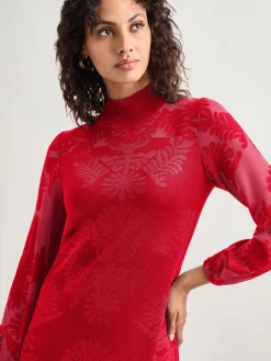 A-Line Jacquard Knit Maxi Dress