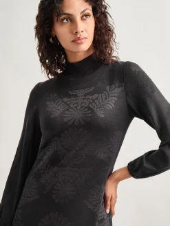 A-Line Jacquard Knit Maxi Dress