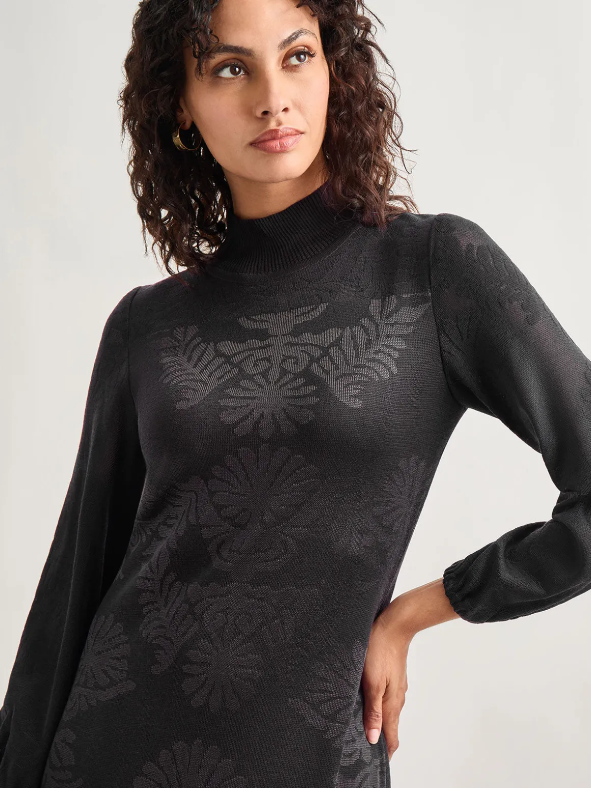 A-Line Jacquard Knit Maxi Dress