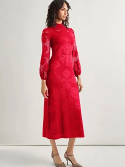 A-Line Jacquard Knit Maxi Dress