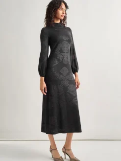 A-Line Jacquard Knit Maxi Dress