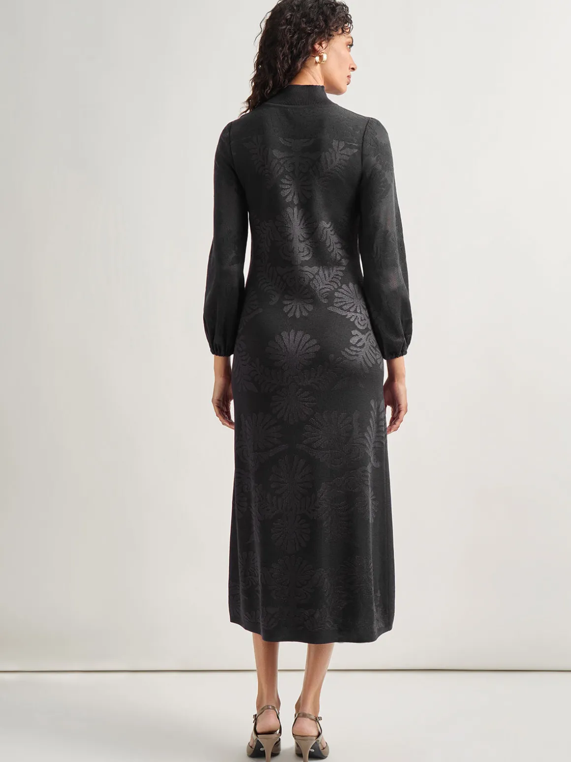 A-Line Jacquard Knit Maxi Dress