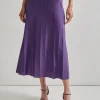 A-Line Tonal Spaced Rib Knit Maxi Skirt