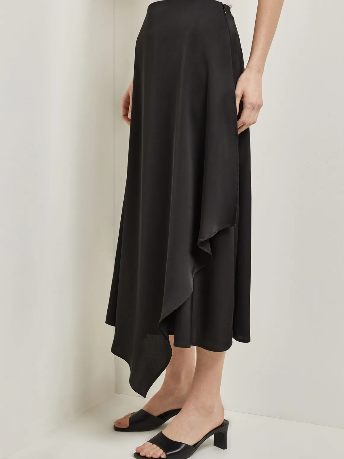 Asymmetrical Charmeuse Maxi Skirt