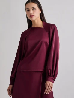 Asymmetrical Neckline Crepe de Chine Blouse