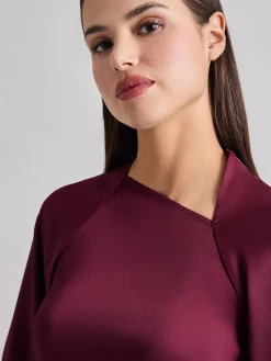 Asymmetrical Neckline Crepe de Chine Blouse