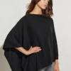Asymmetrical Poncho - Black Cashmere Poncho | Misook