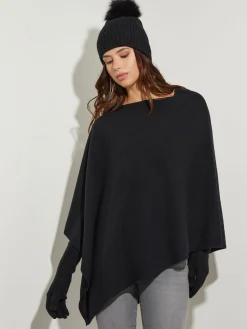 Asymmetrical Poncho - Black Cashmere Poncho | Misook