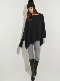 Asymmetrical Poncho - Black Cashmere Poncho | Misook