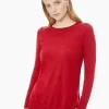 Bateau Neck Top - Red Cashmere Sweater | Misook