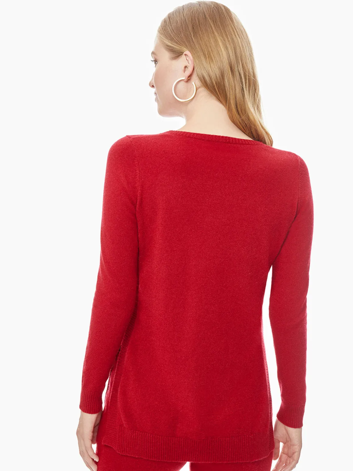 Bateau Neck Top - Red Cashmere Sweater | Misook