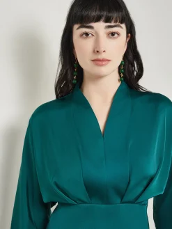 Batwing Sleeve Blouse - Crepe De Chine