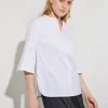 Bell Sleeve Cotton Blend Blouse