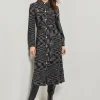 Belted Button Front Tweed Knit Midi Dress