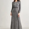 Bishop Sleeve Jacquard Knit Maxi Dress