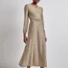 Bishop Sleeve Jacquard Knit Maxi Dress