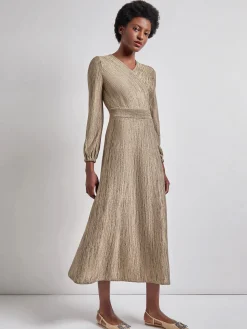 Bishop Sleeve Jacquard Knit Maxi Dress
