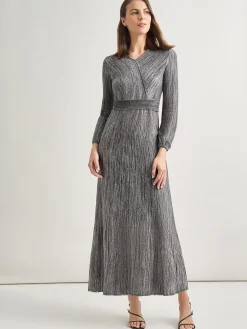 Bishop Sleeve Jacquard Knit Maxi Dress