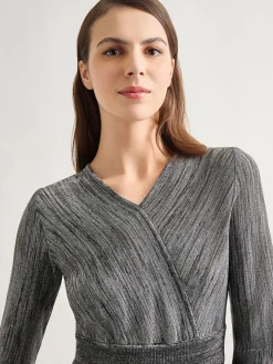 Bishop Sleeve Jacquard Knit Maxi Dress