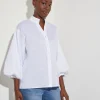 Bishop Sleeve Stretch Cotton Blouse
