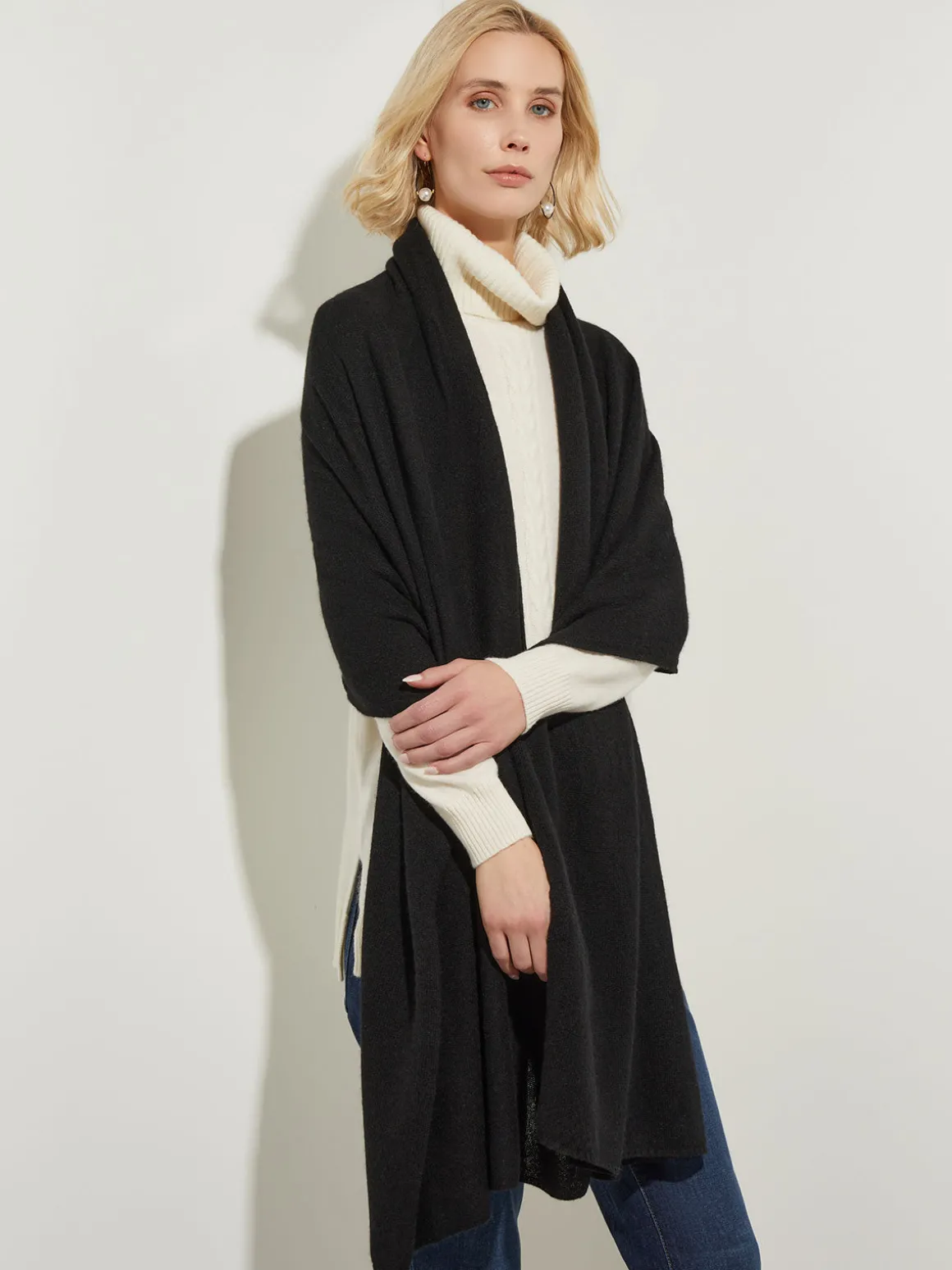 Black Cashmere Wrap Scarf - Jersey Scarf | Misook