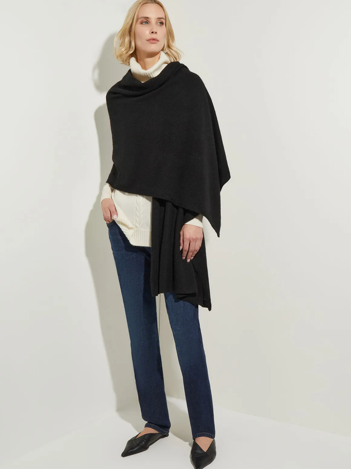 Black Cashmere Wrap Scarf - Jersey Scarf | Misook