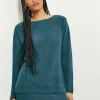 Boat Neck Textural Stripe Cashmere Tunic