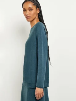 Boat Neck Textural Stripe Cashmere Tunic