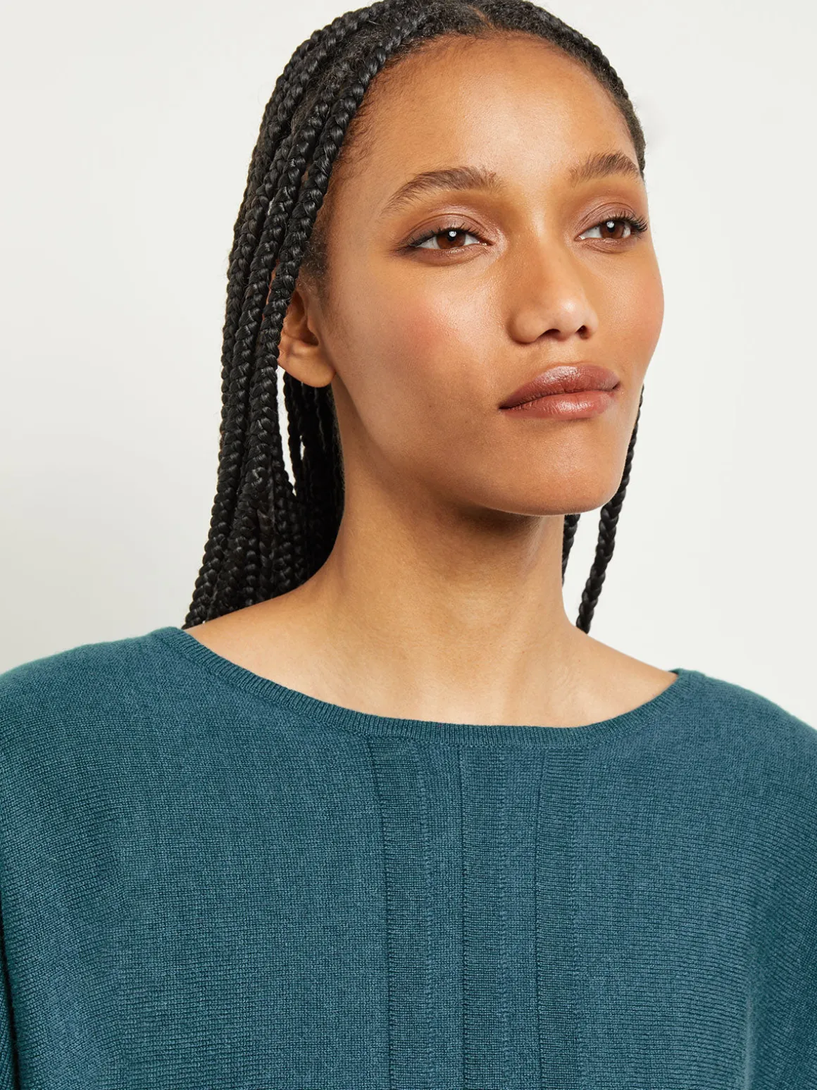Boat Neck Textural Stripe Cashmere Tunic