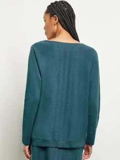 Boat Neck Textural Stripe Cashmere Tunic