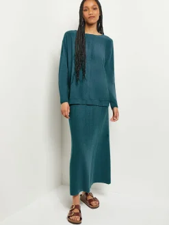 Boat Neck Textural Stripe Cashmere Tunic