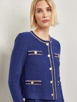 Braided Trim Boucle Knit Jacket
