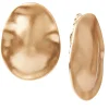 Brushed Satin 18K Gold Oval Clip Earrings