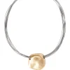 Brushed Satin 18K Gold Slide Grey Cord Necklace