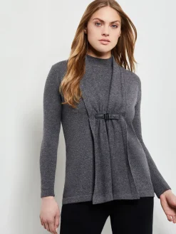 Buckle Detail Shawl Collar Cashmere Cardigan