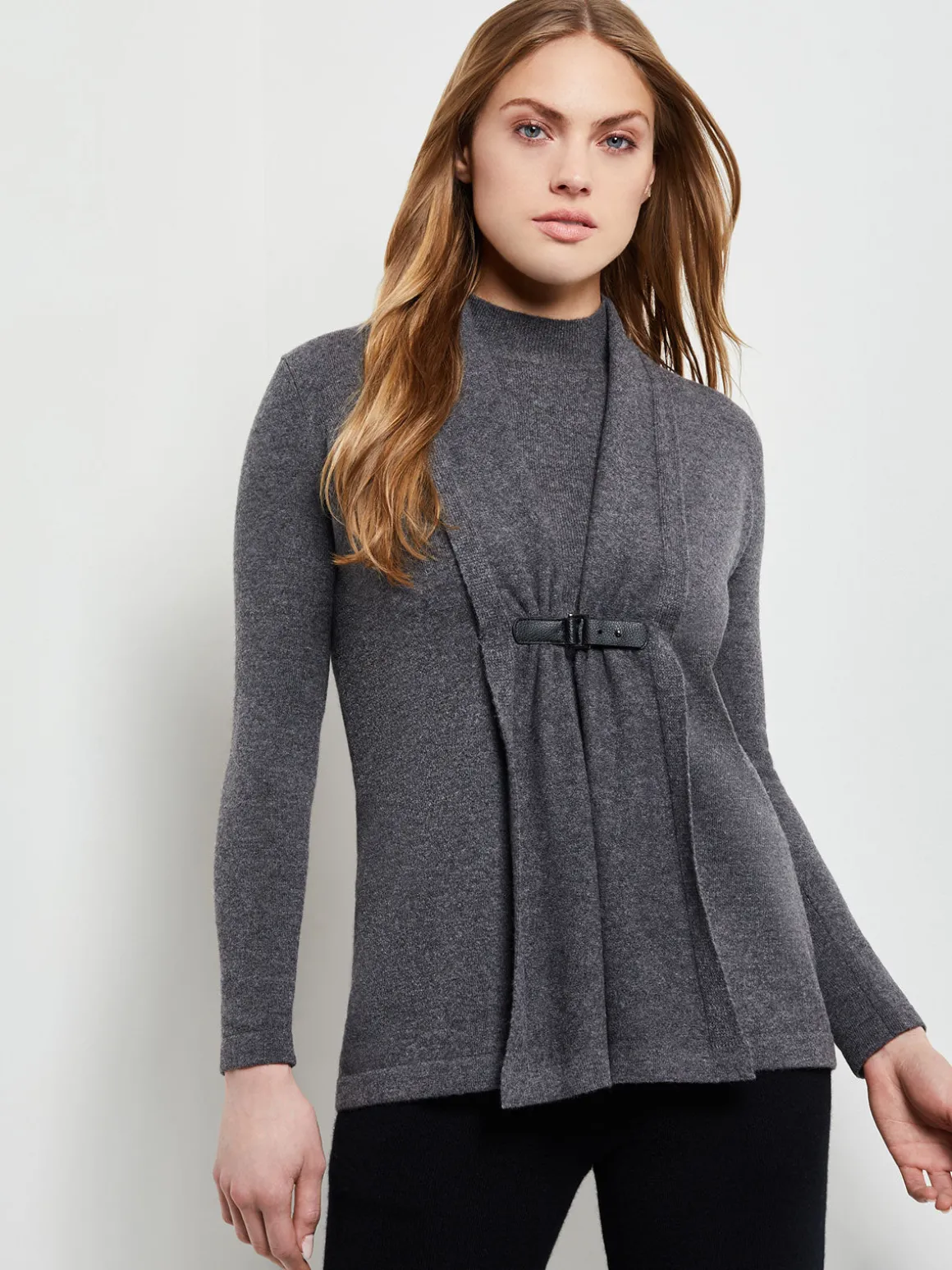 Buckle Detail Shawl Collar Cashmere Cardigan