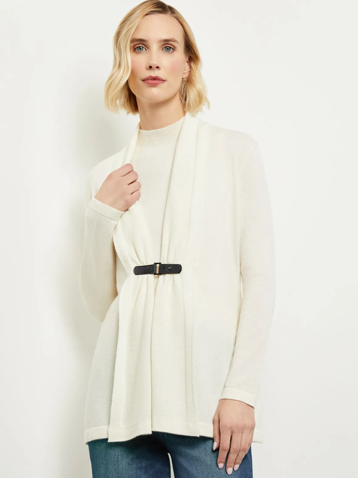 Buckle Detail Shawl Collar Cashmere Cardigan