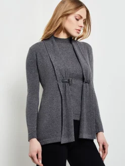 Buckle Detail Shawl Collar Cashmere Cardigan