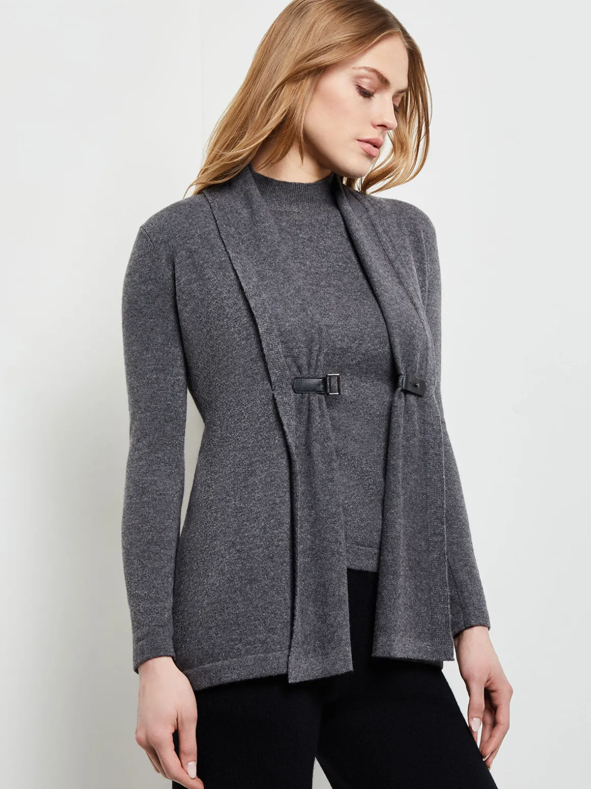 Buckle Detail Shawl Collar Cashmere Cardigan