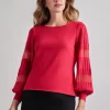 Burnout Accent Bishop Sleeve Soft Knit Tunic