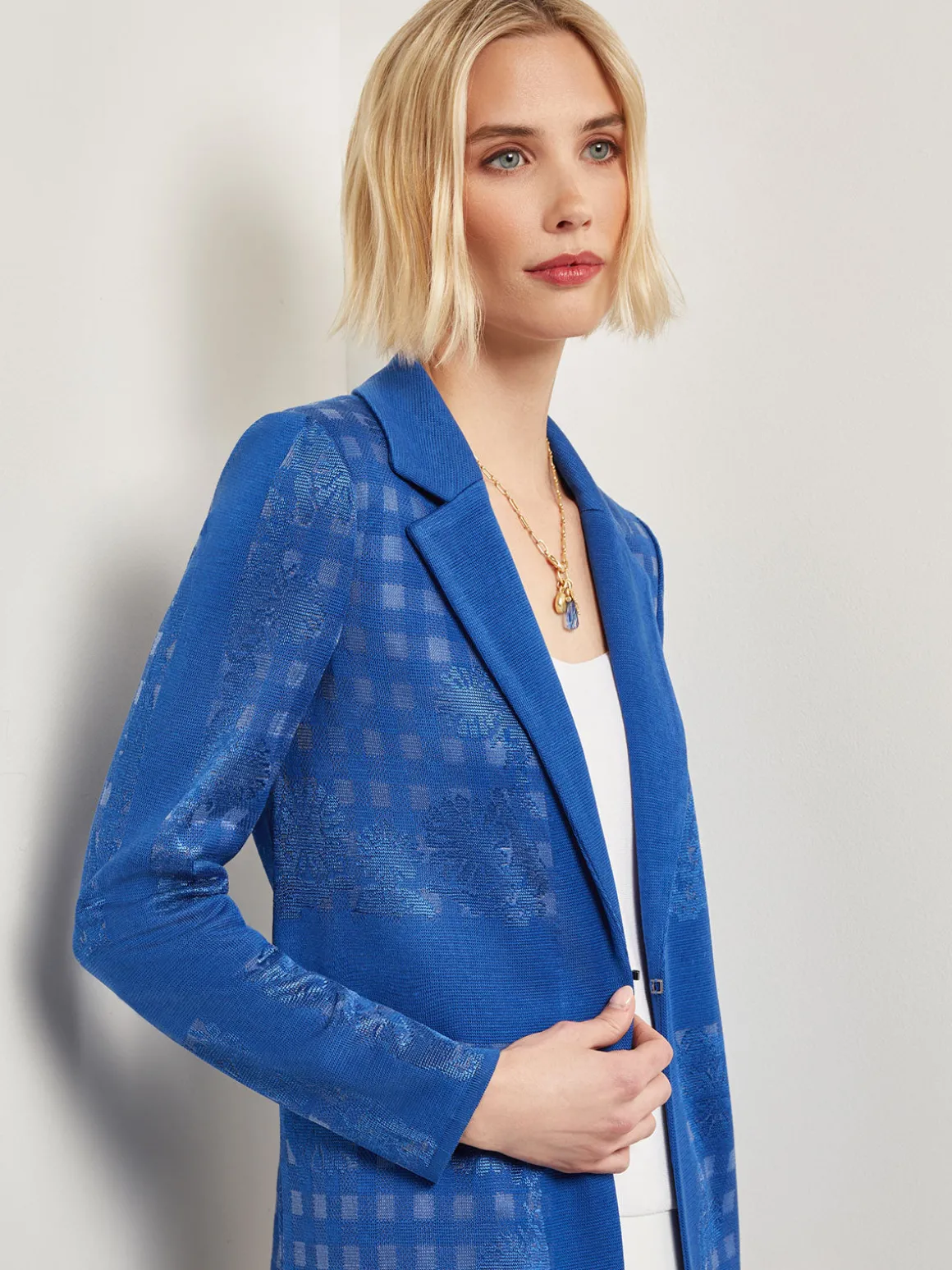 Burnout Floral Pattern Knit Jacket