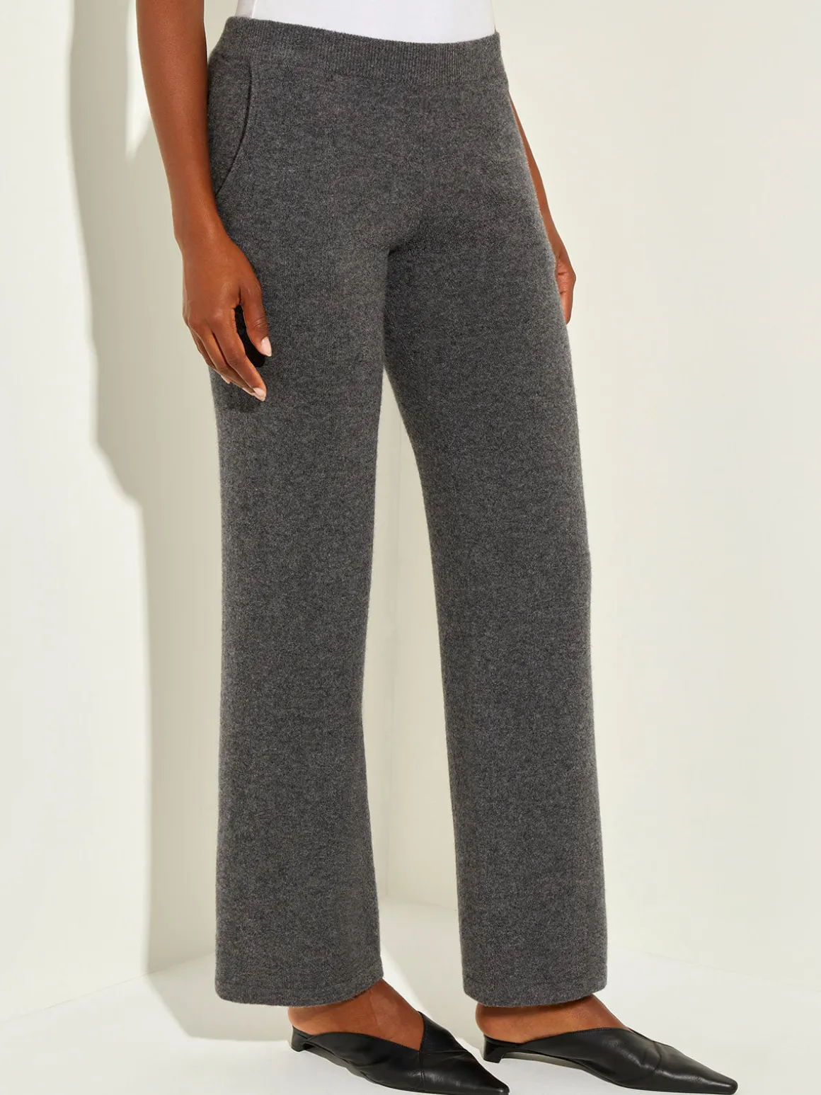 Cashmere Pants - Grey Wide Leg Pants | Misook