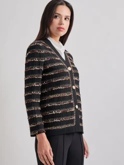 Chain Trim Lurex Knit Jacket