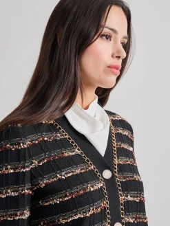 Chain Trim Lurex Knit Jacket