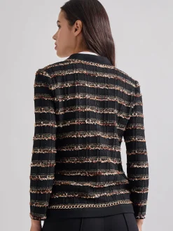 Chain Trim Lurex Knit Jacket