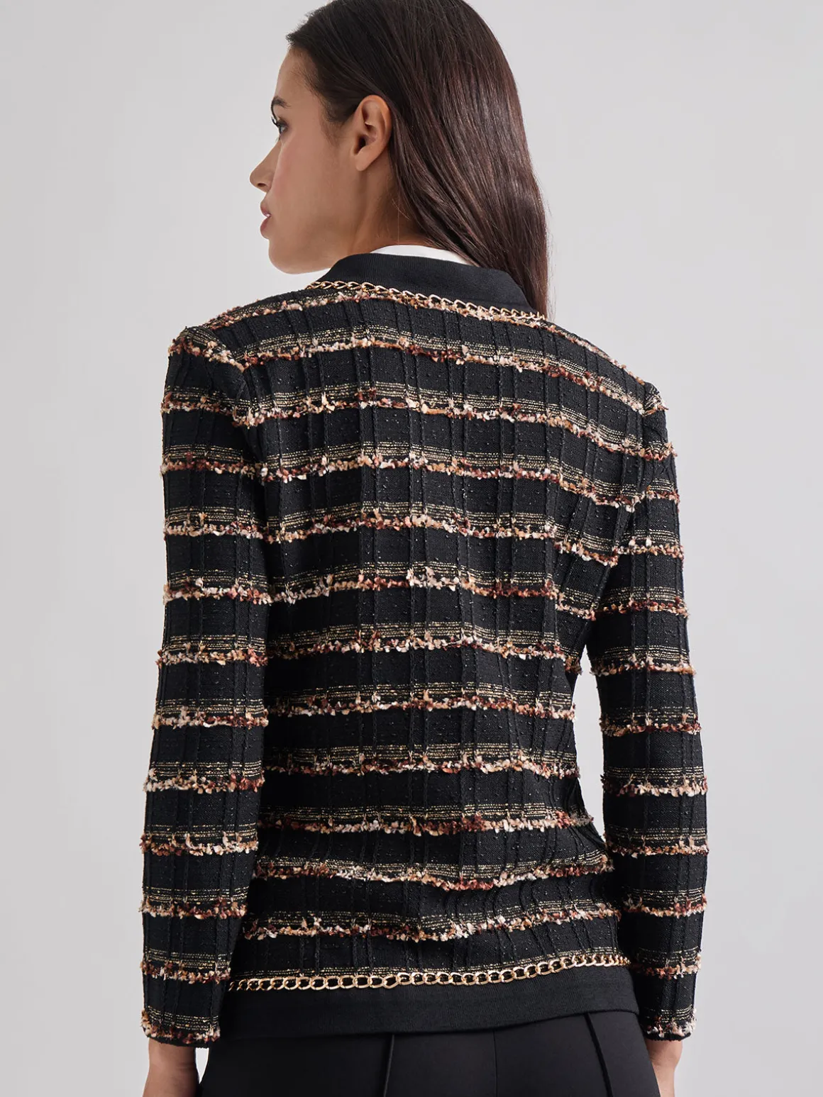 Chain Trim Lurex Knit Jacket