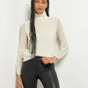 Chiffon Sleeve Cashmere Turtleneck