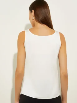 Classic Crepe de Chine Tank Top, White